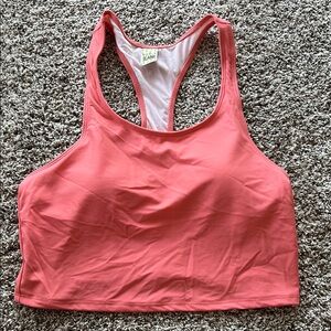 Kortni Jeane Women's Racerback Bikini Swim Top in Deep Coral Size Large